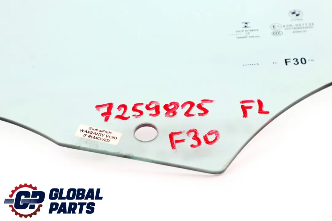 BMW F30 F31 Front Left Door N/S Window Glass Green AS2 - SKU 7259825 - Part number 7259825
