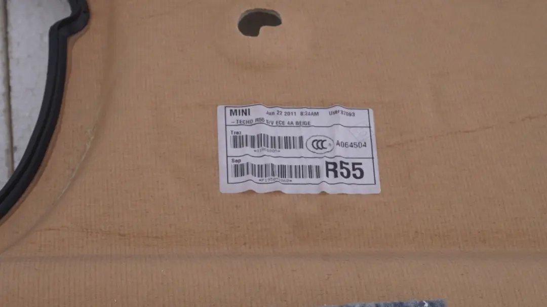 Headlining Roof Lining Rear 3 Seater Light Beige to BMW MINI Clubman R55 LCI with Part number 7266497 BMW MINI Clubman R55 LCI Headlining Roof Lining Rear 3 Seater Light Beige - SKU 7266497 - Part number 7266497