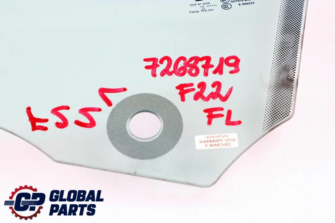 Delantero Izquierdo Pasajero Puerta Ventana Vidrio Verde AS2 para BMW F21 F22 con número de pieza 7268719 BMW F21 F22 Delantero Izquierdo Pasajero Puerta Ventana Vidrio Verde AS2 - SKU 7268719 - Número de pieza 7268719