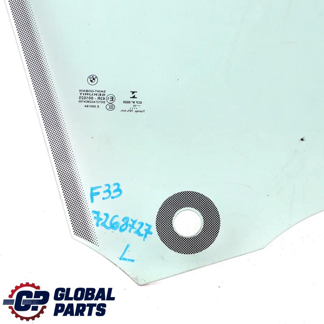 BMW 4 Series F33 F83 M4 Front Left N/S Door Window Glass AS2 - SKU 7268727 - Part number 7268727