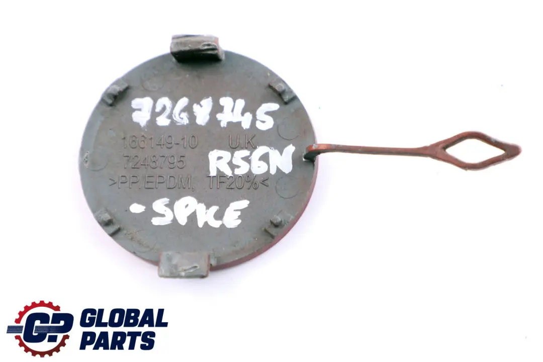 Flap Towing Eye Front Bumper Spice Orange to BMW Mini Cooper One R56 R57 LCI Cover with Part number 7268745 BMW Mini Cooper One R56 R57 LCI Cover Flap Towing Eye Front Bumper Spice Orange - SKU 7268745-SPICE - Part number 7268745