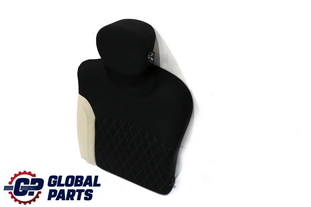 Left N/S Backrest Half Leather Polar Beige to Mini R55 R56 LCI Rear Seat with Part number 7270389 Mini R55 R56 LCI Rear Seat Left N/S Backrest Half Leather Polar Beige - SKU 7270389 - Part number 7270389