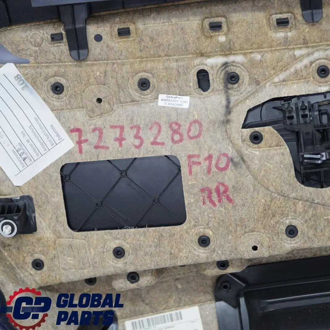 BMW 5 Reihe F10 F11 Türverkleidung Türpappe Hinten Rechts Leder Schwarz - SKU 7273280 - Teilenummer 7273280
