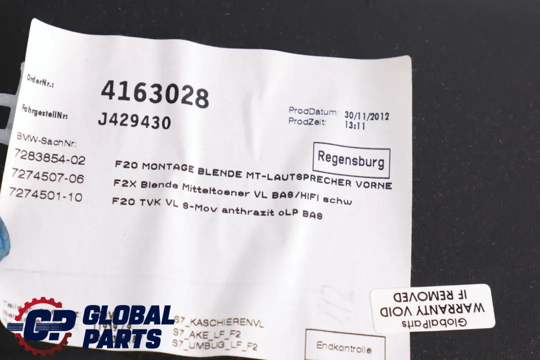 BMW 1 Reihe F20 Türverkleidung Vorn Links Stoff Anthrazit Move - SKU 7274499 - Teilenummer 7274499