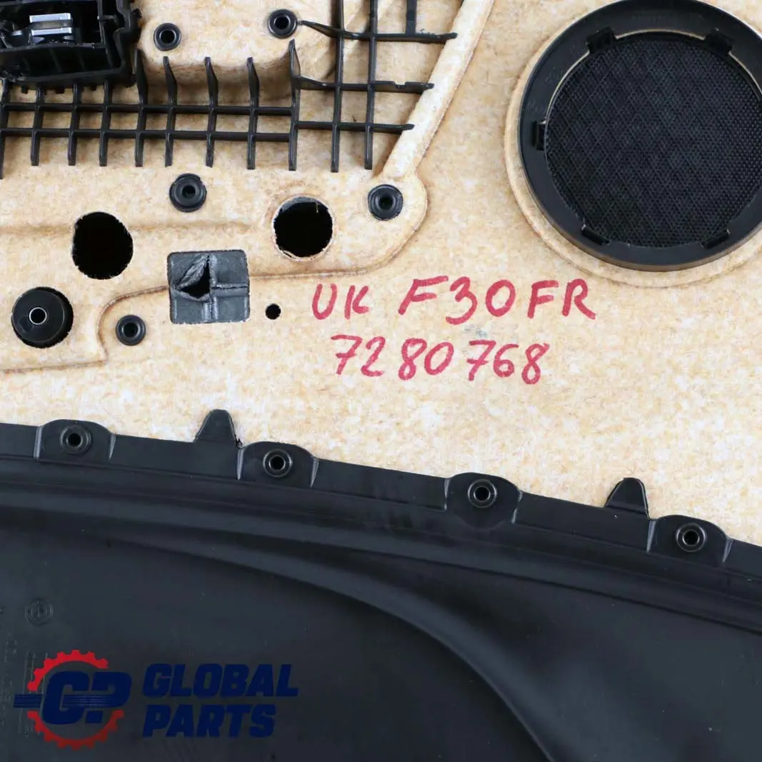 Front Right O/S Door Card Lining Panel Leather Black Oyster to BMW 3 F30 F31 with Part number 7280770 BMW 3 F30 F31 Front Right O/S Door Card Lining Panel Leather Black Oyster - SKU 7280770 - Part number 7280770