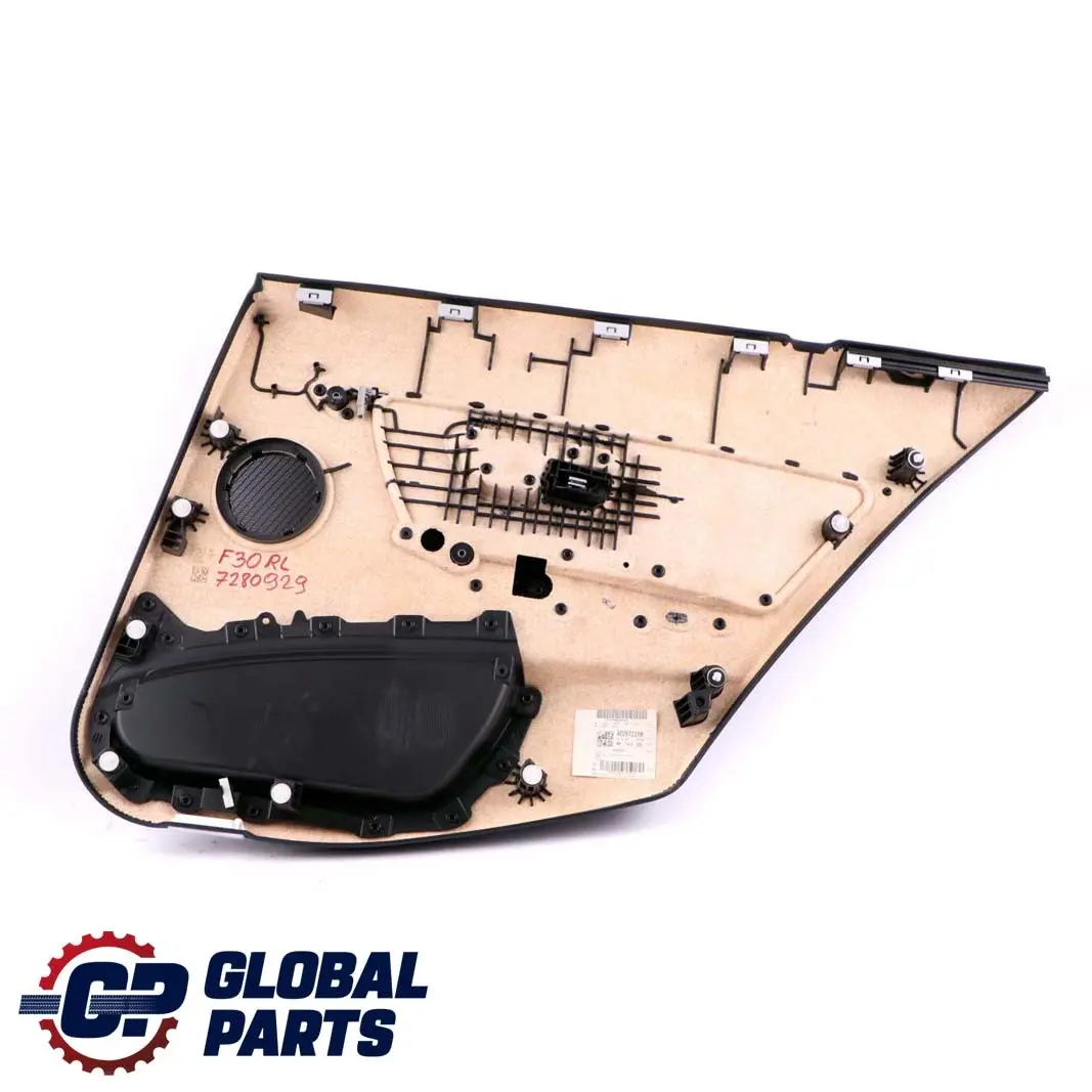 BMW F30 F31 Rear Left N/S Door Card Lining Panel Fabric Anthracite / Akzent Red - SKU 7280929 - Part number 7280929