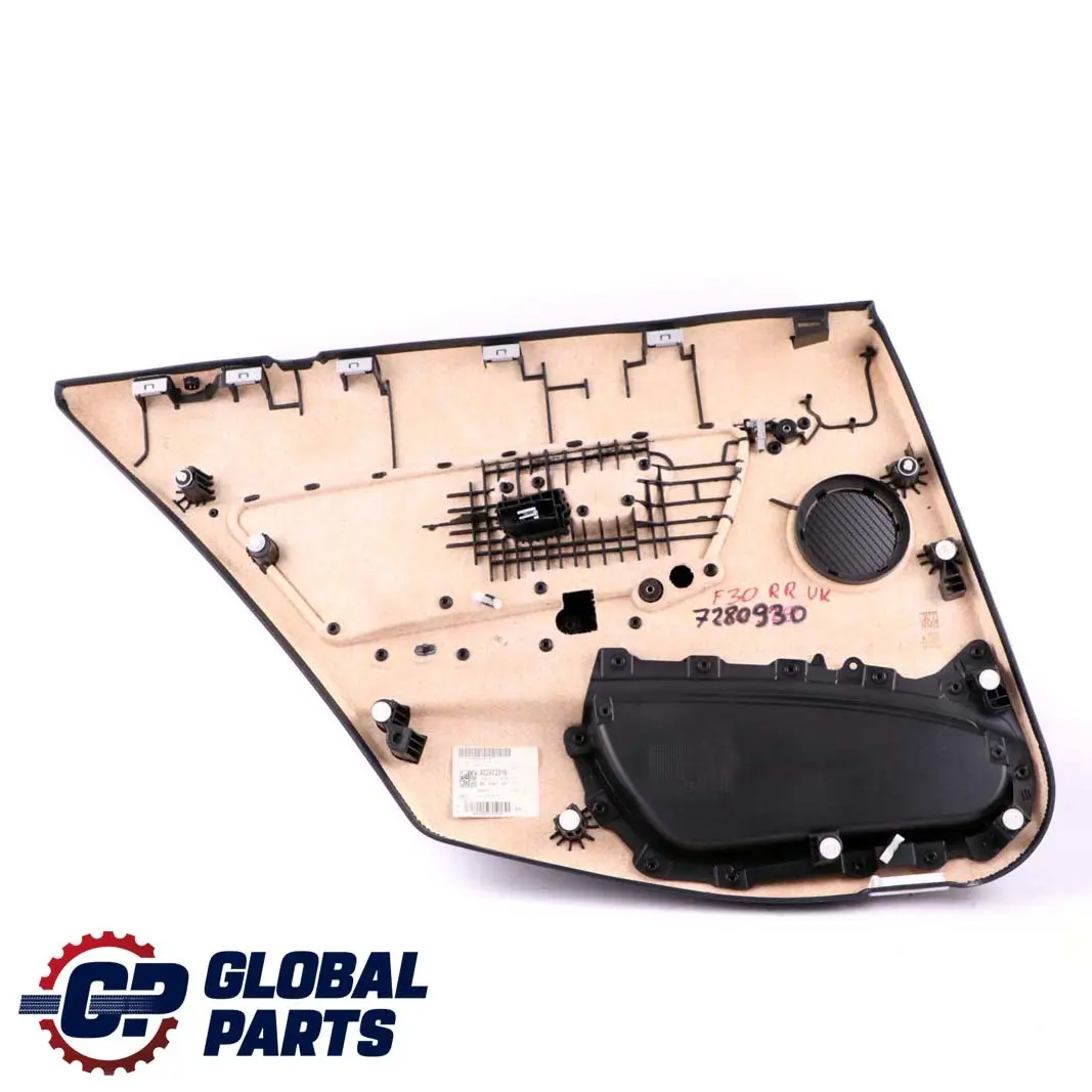 Right O/S Door Card Lining Panel Fabric Anthracite / Akzent Red to BMW F30 F31 Rear with Part number 7280930 BMW F30 F31 Rear Right O/S Door Card Lining Panel Fabric Anthracite / Akzent Red - SKU 7280930 - Part number 7280930