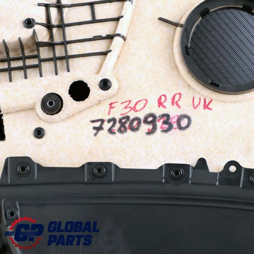 Right O/S Door Card Lining Panel Fabric Anthracite / Akzent Red to BMW F30 F31 Rear with Part number 7280930 BMW F30 F31 Rear Right O/S Door Card Lining Panel Fabric Anthracite / Akzent Red - SKU 7280930 - Part number 7280930