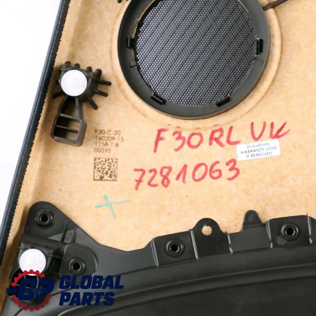 Left N/S Door Card Lining Panel Leather Black Oyster to BMW 3 Series F30 F31 Rear with Part number 7280943 BMW 3 Series F30 F31 Rear Left N/S Door Card Lining Panel Leather Black Oyster - SKU 7280943 - Part number 7280943