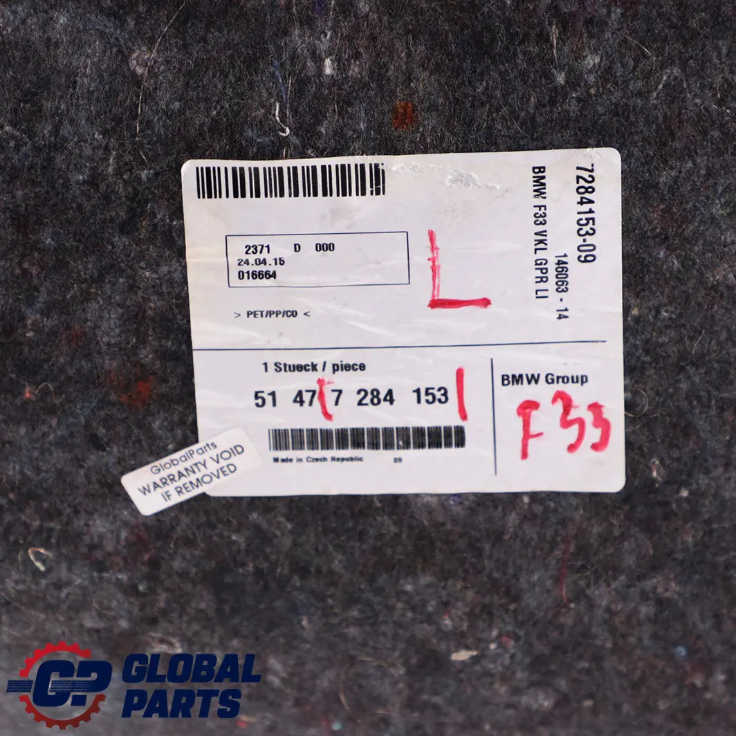 Boczek Tapicerka Panel Bagażnika Lewy Tył do BMW F32 F82 M4 o numerze 7284153 BMW F32 F82 M4 Boczek Tapicerka Panel Bagażnika Lewy Tył - SKU 7284153 - Numer Części 7284153