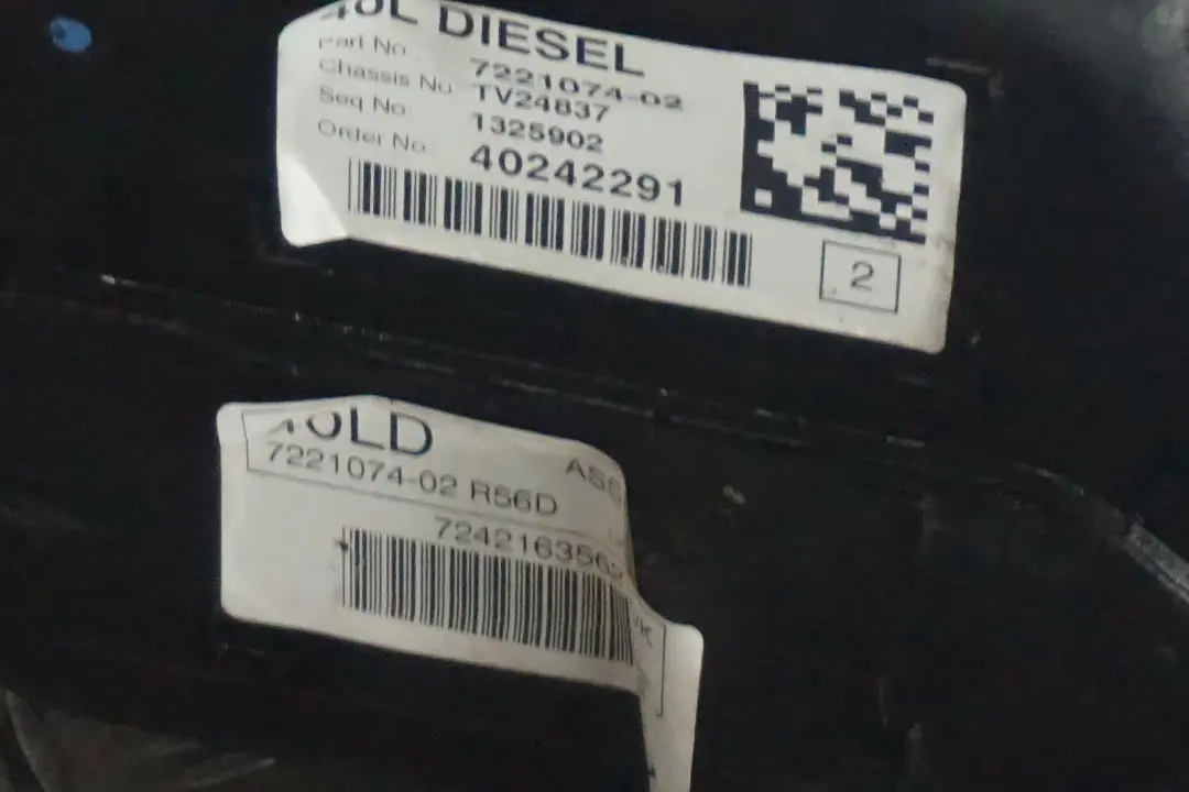 Carburante 40 L W16 Diesel per Mini Clubman Cooper One D R55 R56 con numero di parte 7286256 Mini Clubman Cooper One D R55 R56 Carburante 40 L W16 Diesel - SKU 7286256-1 - Numero di parte 7286256