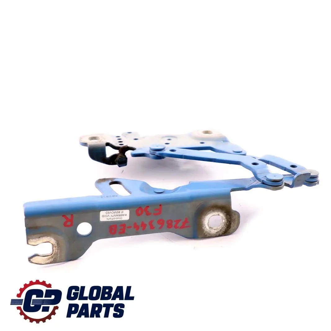 Charnière de capot avant droite Estorilblau Bleu pour BMW F20 F22 F30 F31 à propos du numéro de pièce 7286344 BMW F20 F22 F30 F31 Charnière de capot avant droite Estorilblau Bleu - SKU 7286344-EB - Numéro de pièce 7286344