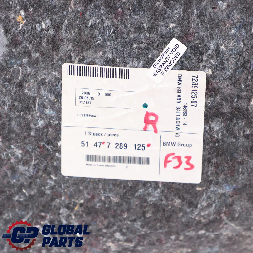 Panneau d'habillage de coffre arrière droit de cabriolet pour BMW F33 F83 M4 à propos du numéro de pièce 7289125 BMW F33 F83 M4 Panneau d'habillage de coffre arrière droit de cabriolet - SKU 7289125 - Numéro de pièce 7289125