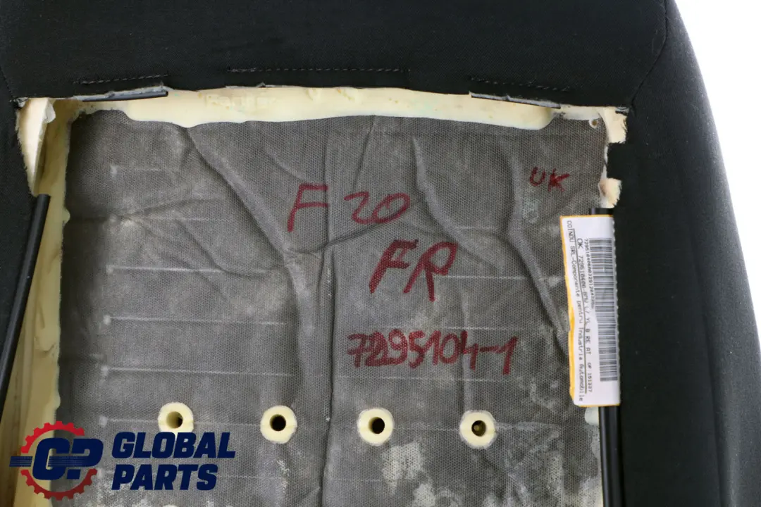 BMW F20 F30 F31 Front Right Seat O/S Backrest Cover Cloth Fabric Anthracite - SKU 7295104-1 - Part number 7295104