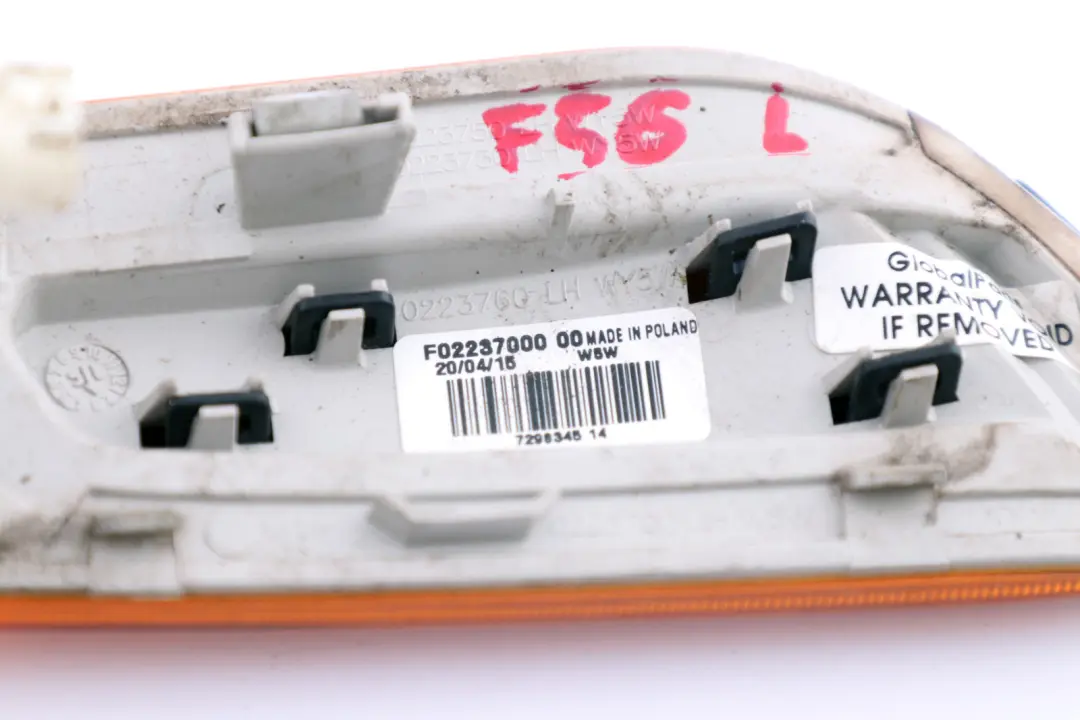 Feu Indicateur Latéral Gauche Direction Additionnel pour Mini F55 F56 F57 à propos du numéro de pièce 7298345 Mini F55 F56 F57 Feu Indicateur Latéral Gauche Direction Additionnel - SKU 7298345 - Numéro de pièce 7298345