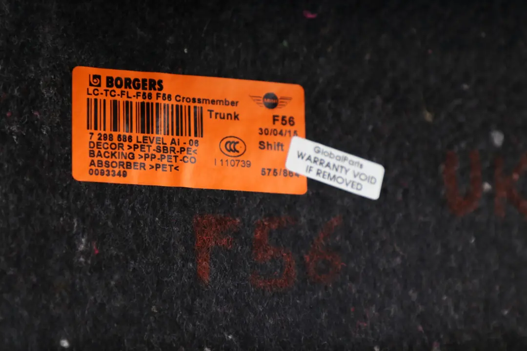 Mini Cooper F55 F56 Carenatura Traversa Portabagagli - SKU 7298586 - Numero di parte 7298586
