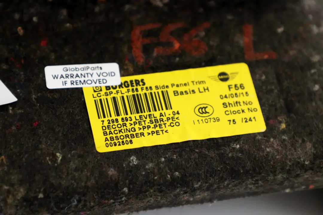 Abdeckung Blende Kofferraum Aussen Links Schwarz für Mini Cooper One F56 mit Teilenummer 7298593 Mini Cooper One F56 Abdeckung Blende Kofferraum Aussen Links Schwarz - SKU 7298593 - Teilenummer 7298593