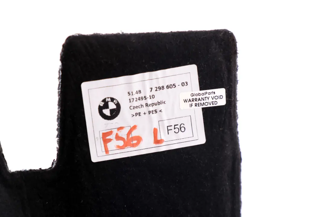 Mini F56 Aislamiento Acustico Maletero Paso De Rueda Izquierdo - SKU 7298605 - Número de pieza 7298605