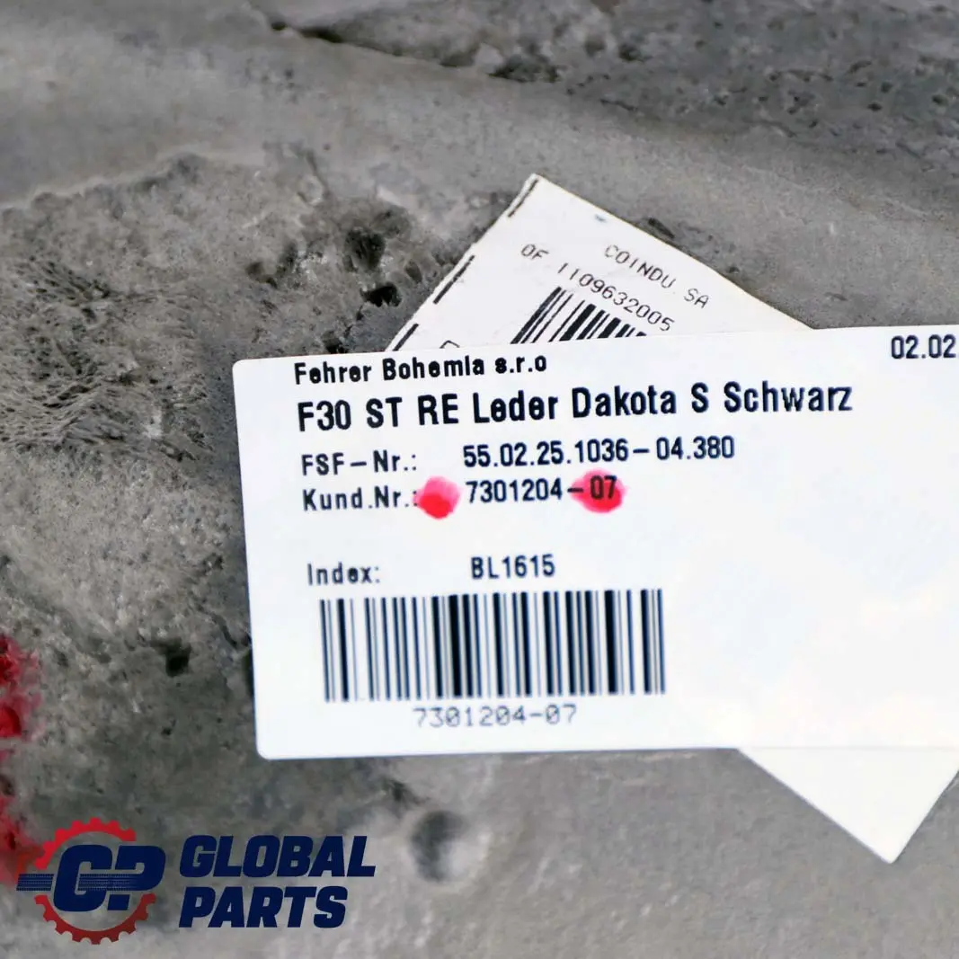 BMW F30 Sedile Posteriore Panca Destra Pannello Laterale Pelle Dakota Nero - SKU 7301204 - Numero di parte 7301204