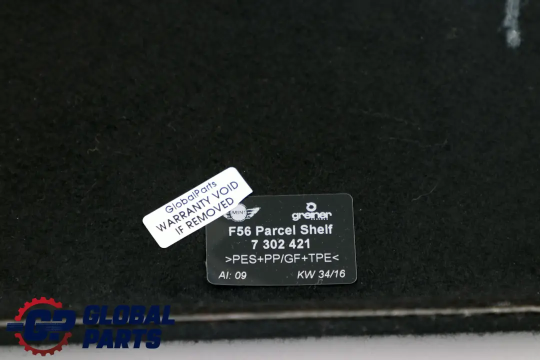 Window Parcel Shelf Trim Cover Black to Mini Cooper One F56 Rear with Part number 7302421 Mini Cooper One F56 Rear Window Parcel Shelf Trim Cover Black - SKU 7302421 - Part number 7302421