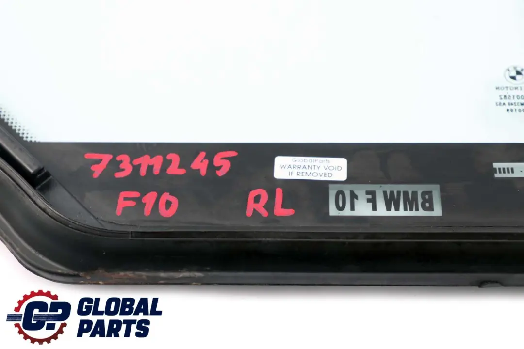 BMW F10 Rear Left Door N/S Side Window Glass Green Fixed AS2 - SKU 7311245 - Part number 7311245
