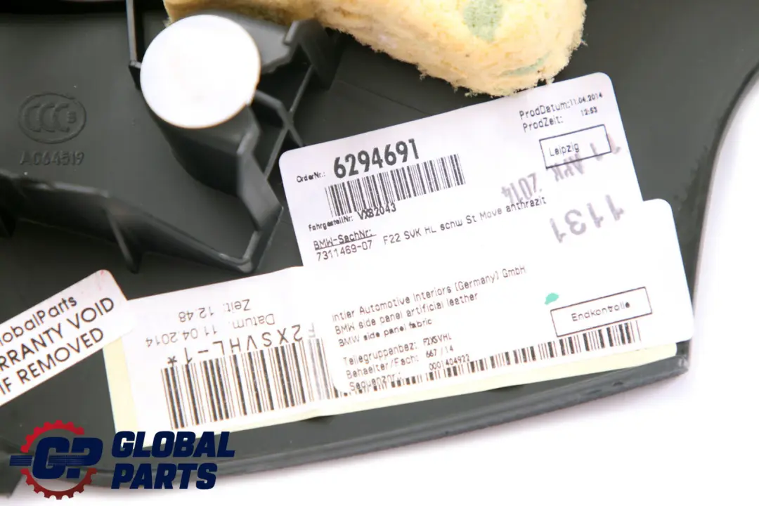 Reihe F22 Seitenverkleidung Hinten Links Stoff Move Anthrazit für BMW 2 mit Teilenummer 7311469 BMW 2 Reihe F22 Seitenverkleidung Hinten Links Stoff Move Anthrazit - SKU 7311469 - Teilenummer 7311469