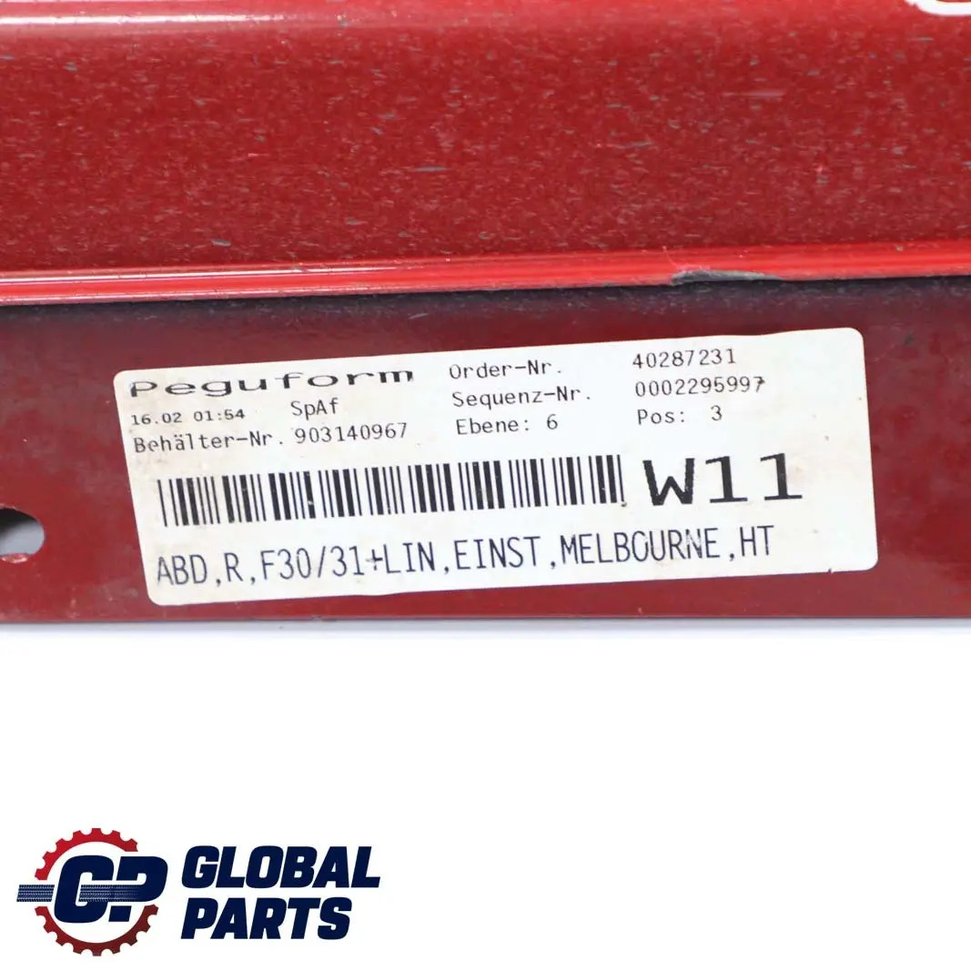 Sill Strip Side Skirt Right O/S Melbourne Red Rot Metallic to BMW 3 Series F30 F31 with Part number 7312752 BMW 3 Series F30 F31 Sill Strip Side Skirt Right O/S Melbourne Red Rot Metallic - SKU 7312752-MRT - Part number 7312752