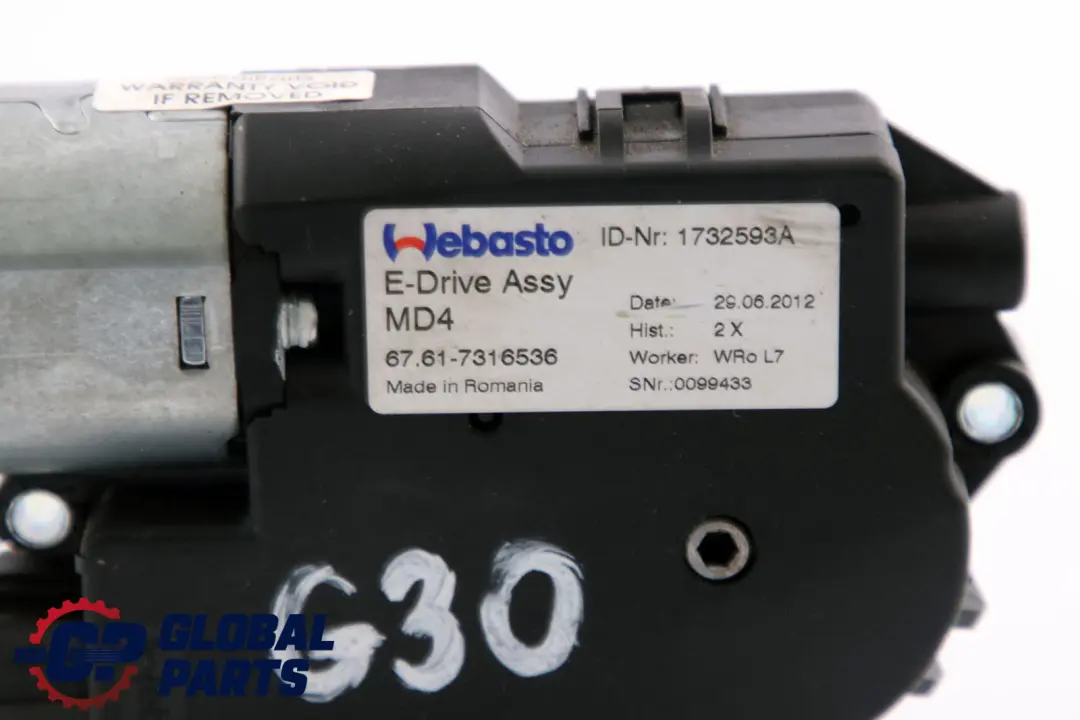 Schiebedach Antriebseinheit Motor Aktuator für BMW G30 G11 G12 mit Teilenummer 7316536 BMW G30 G11 G12 Schiebedach Antriebseinheit Motor Aktuator - SKU 7316536 - Teilenummer 7316536