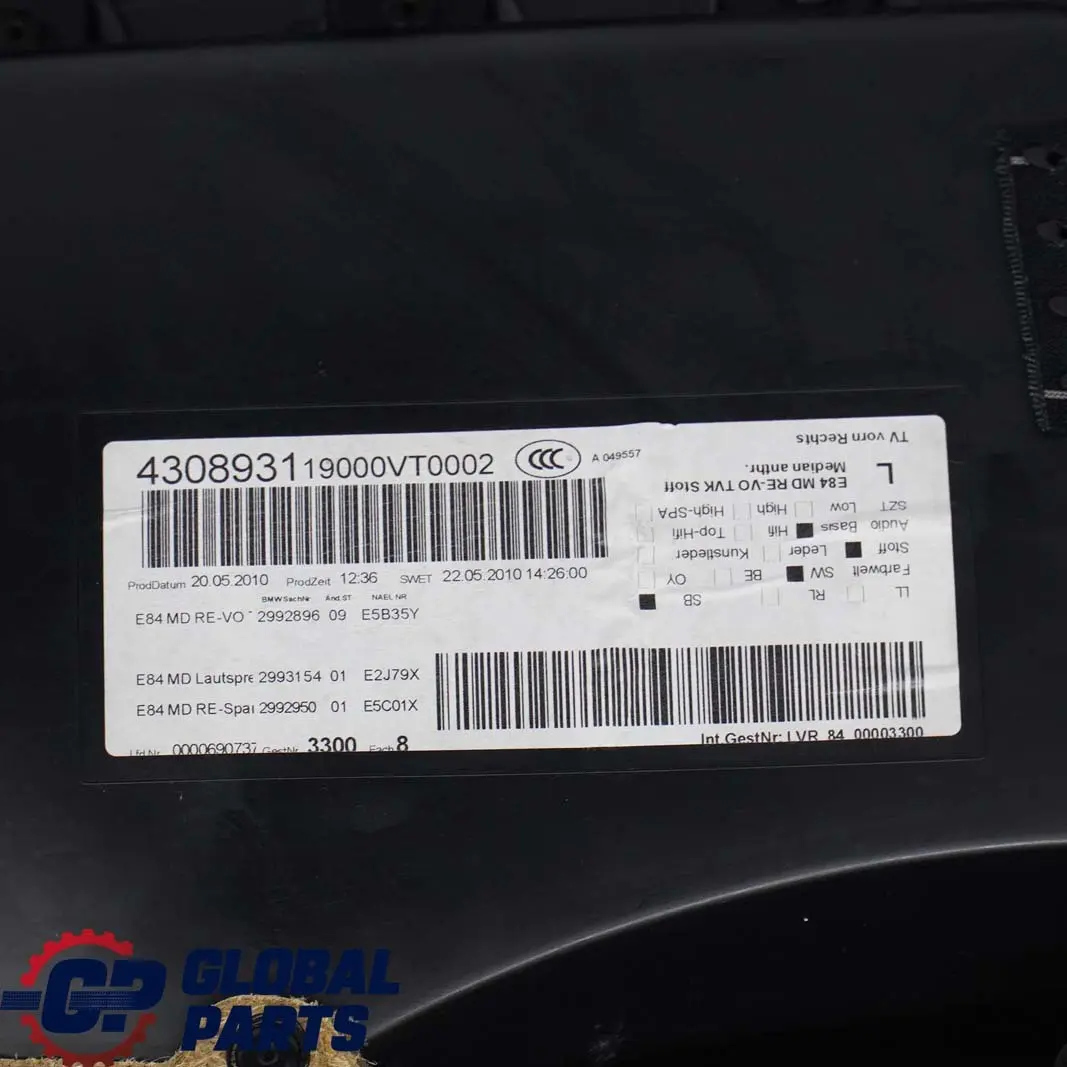 BMW X1 E84 Front Door Card Lining Trim Right O/S Fabric Cloth Anthracite Silver - SKU 7320190-1 - Part number 7320190