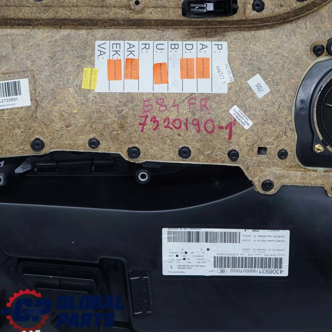BMW X1 E84 Rivestimento Pannello Portiera Lato Destro Tessuto Antracite Argento - SKU 7320190-1 - Numero di parte 7320190