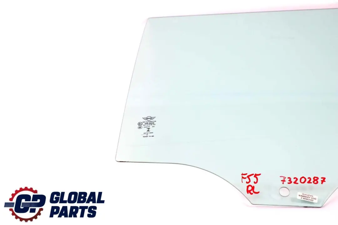Mini Cooper One F55 Vetro Della Portiera Posteriore Sinistra AS2 Verde - SKU 7320287 - Numero di parte 7320287