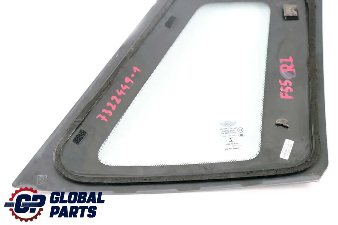 Cristal De Ventana Lateral Trasera Verde AS2 Izquierda para Mini Cooper F55 con número de pieza 7322449 Mini Cooper F55 Cristal De Ventana Lateral Trasera Verde AS2 Izquierda - SKU 7322449-1 - Número de pieza 7322449