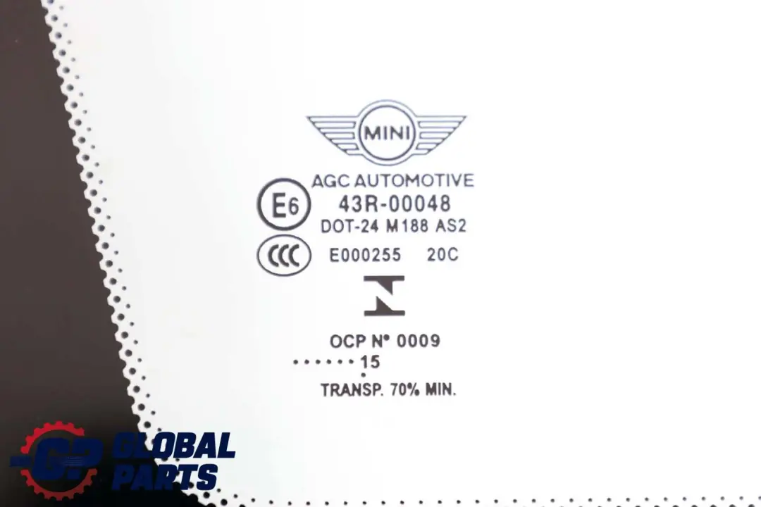 Szyba Karoseryjna Zielona Lewy Tył AS2 do Mini Cooper F55 o numerze 7322449 Mini Cooper F55 Szyba Karoseryjna Zielona Lewy Tył AS2 - SKU 7322449-1 - Numer Części 7322449