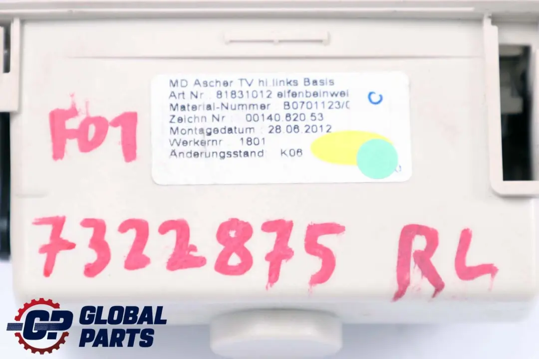 Left Switch Window Lifter Ashtray Finisher N/S to BMW 7 Series F01 F02 LCI Rear with Part number 7322875 BMW 7 Series F01 F02 LCI Rear Left Switch Window Lifter Ashtray Finisher N/S - SKU 7322875 - Part number 7322875