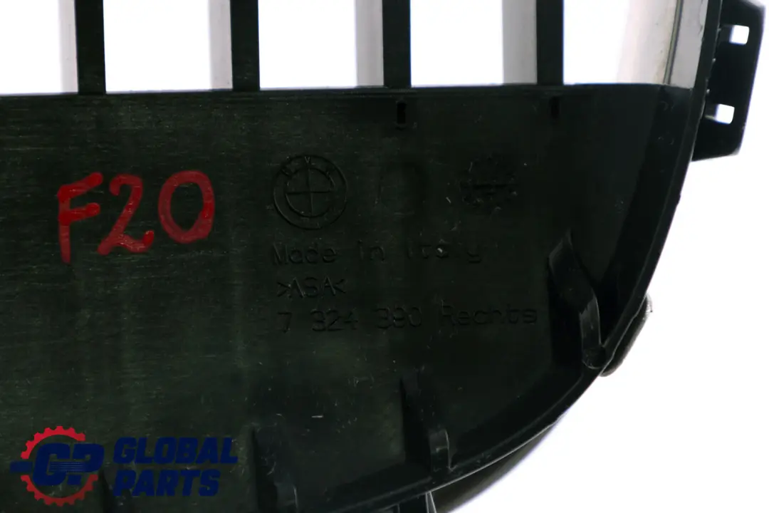 Frente Cubierta Trim Derecho Marco Cromo Rejilla para BMW F20 F21 con número de pieza 7324390 BMW F20 F21 Frente Cubierta Trim Derecho Marco Cromo Rejilla - SKU 7324390 - Número de pieza 7324390