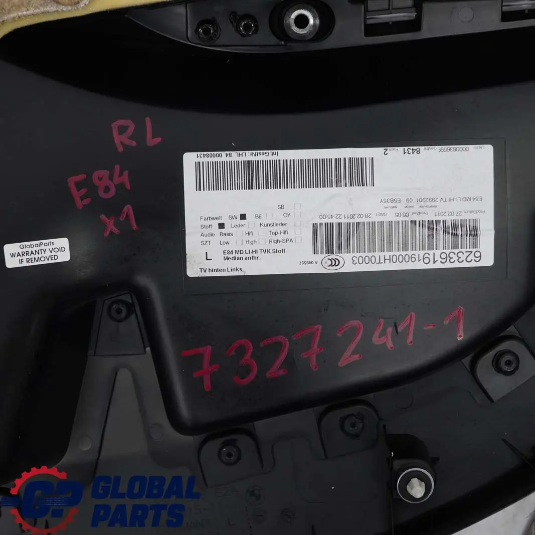 BMW E84 X1 Boczek tapicerka drzwi lewy tył - SKU 7327241-1 - Numer Części 7327241