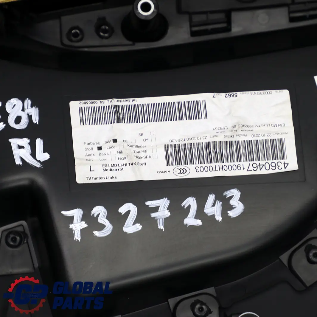 BMW X1 Reihe E84 Türverkleidung Hinten Links Stoff Median Vermilionrot - SKU 7327243 - Teilenummer 7327243