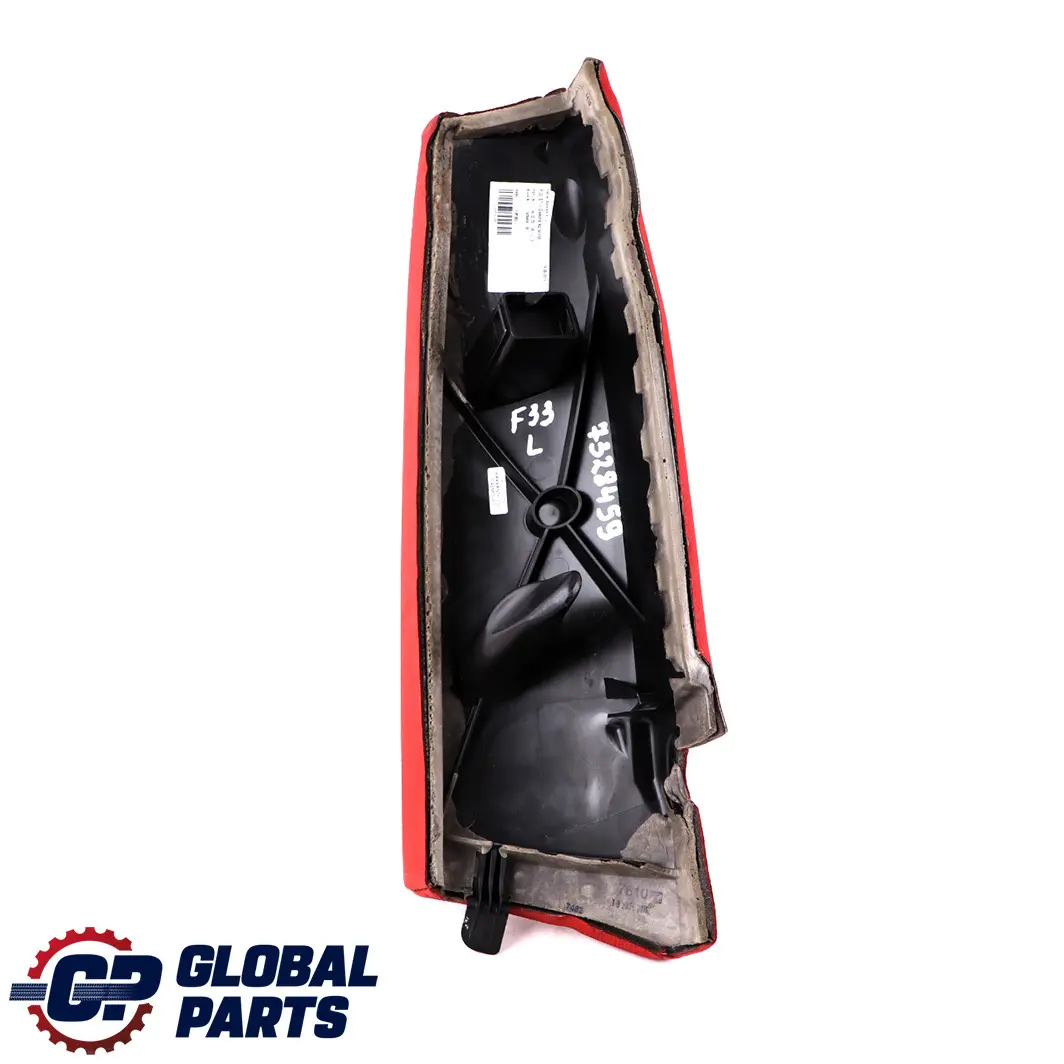 Left N/S Lateral Panel Finisher Leather Red to BMW 4 F33 Convertible Rear Seat with Part number 7328459 BMW 4 F33 Convertible Rear Seat Left N/S Lateral Panel Finisher Leather Red - SKU 7328459 - Part number 7328459