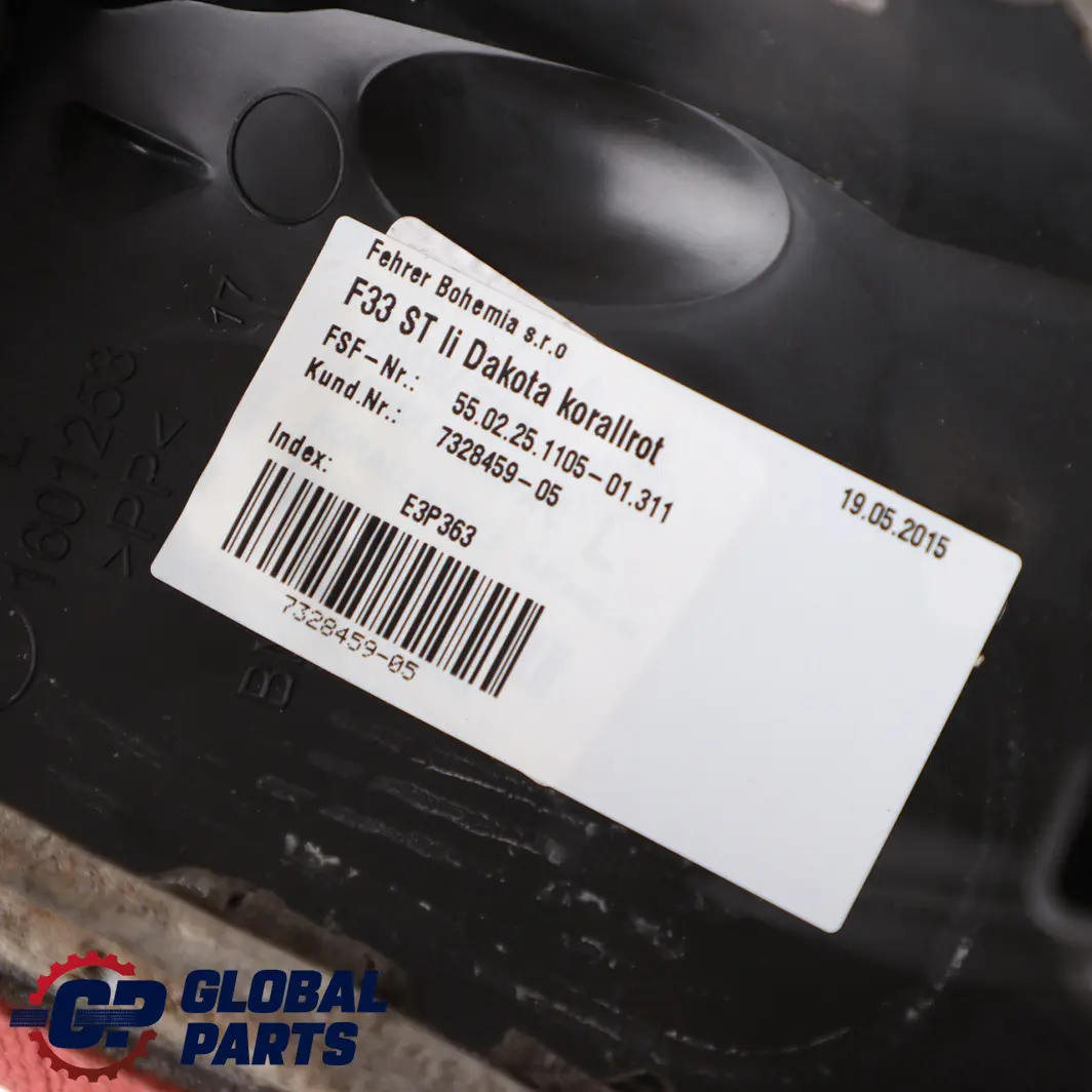 Left N/S Lateral Panel Finisher Leather Red to BMW 4 F33 Convertible Rear Seat with Part number 7328459 BMW 4 F33 Convertible Rear Seat Left N/S Lateral Panel Finisher Leather Red - SKU 7328459 - Part number 7328459