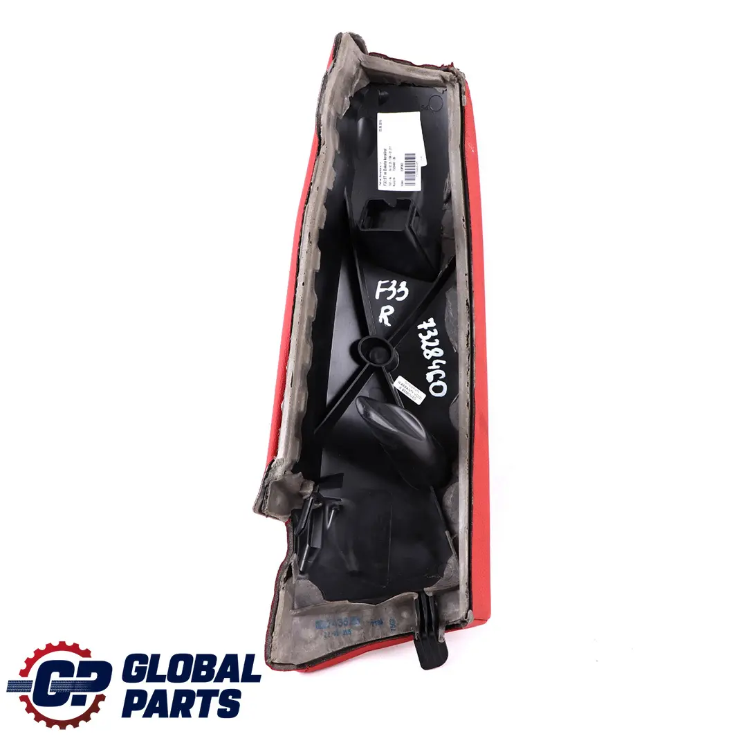 Prawy Boczny Panel Tylnego Siedzenia Skóra Czerwony do BMW F33 Cabrio o numerze 7328460 BMW F33 Cabrio Prawy Boczny Panel Tylnego Siedzenia Skóra Czerwony - SKU 7328460 - Numer Części 7328460