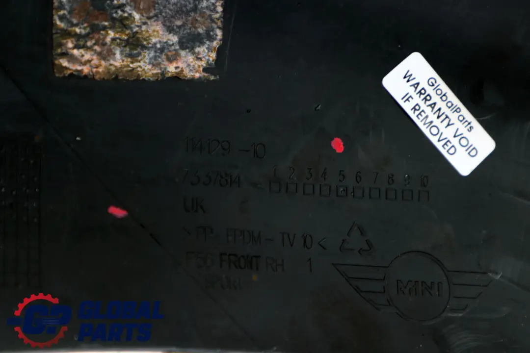 Front Bumper Lower Spoiler Right O/S Black Band to BMW Mini Cooper F56 F57 with Part number 7337814 BMW Mini Cooper F56 F57 Front Bumper Lower Spoiler Right O/S Black Band - SKU 7337814 - Part number 7337814