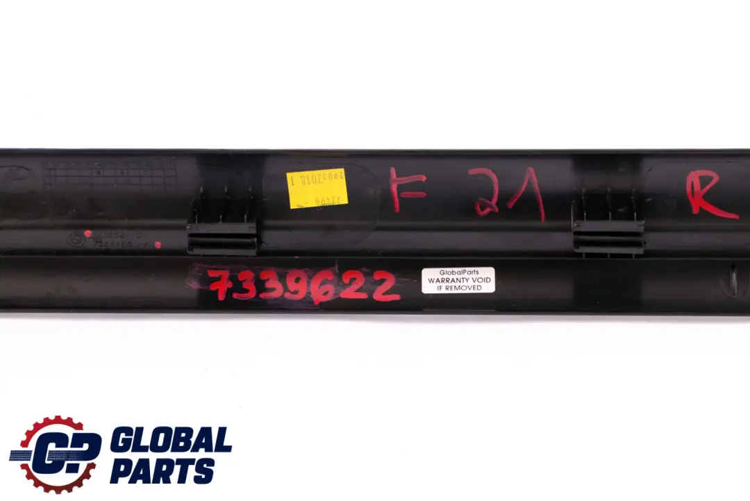 Front Right Entrance Cover Trim Strip O/S Black to BMW 1 2 Series F21 F22 F23 LCI with Part number 7339622 BMW 1 2 Series F21 F22 F23 LCI Front Right Entrance Cover Trim Strip O/S Black - SKU 7339622 - Part number 7339622