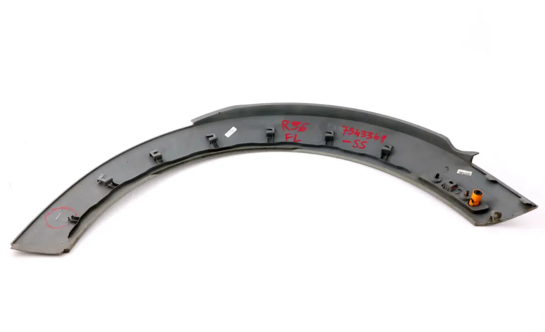 Verbreiterung Seitenwand Vorne Links Sparkling Silver für Mini R56 R57 R58 LCI mit Teilenummer 7343341 Mini R56 R57 R58 LCI Verbreiterung Seitenwand Vorne Links Sparkling Silver - SKU 7343341-SS - Teilenummer 7343341