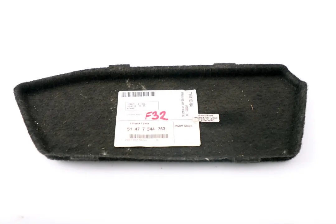 Tapa Compartimento Maletero Panel Tapa Trasera Derecha para BMW F32 F82 con número de pieza 7141859 BMW F32 F82 Tapa Compartimento Maletero Panel Tapa Trasera Derecha - SKU 7344763 - Número de pieza 7141859