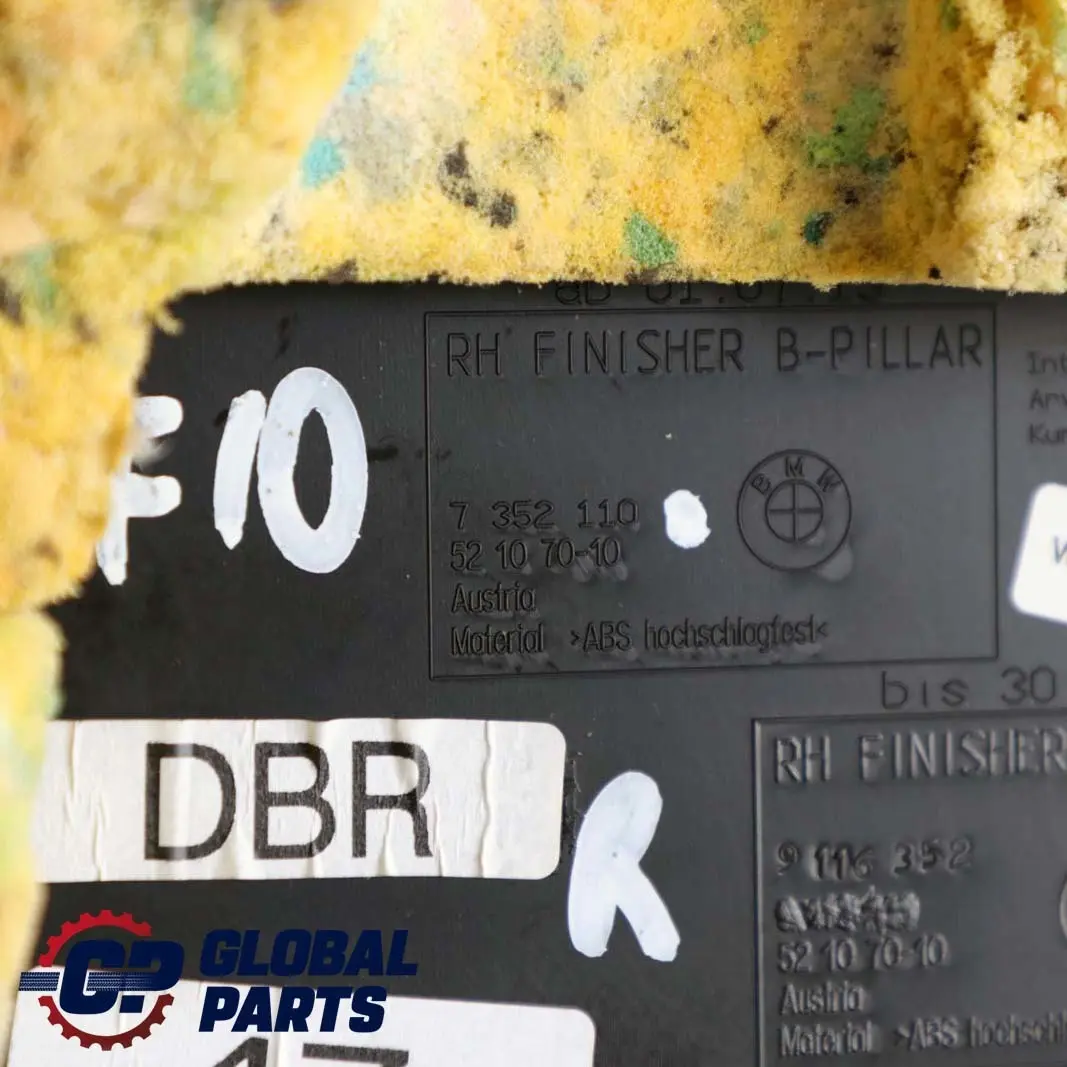 BMW F10 F11 Couverture B Colonne en Bas A Droite Noir 9116352 - SKU 7358952 - Numéro de pièce 7358952
