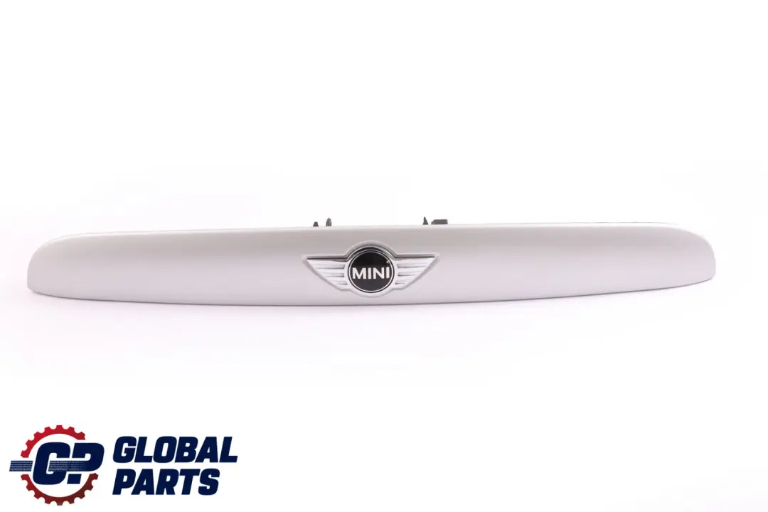 Tapa trasera del maletero Manija Bota Alu Plata Emblema para Mini F55 F56 F57 con número de pieza 7362119 Mini F55 F56 F57 Tapa trasera del maletero Manija Bota Alu Plata Emblema - SKU 7362119 - Número de pieza 7362119