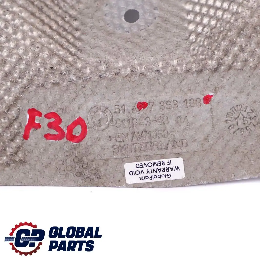 BMW F30 LCI 330e Hybrid Exhaust Fuel Tank Heat Insulation Cover Panel - SKU 7363198 - Part number 7363198