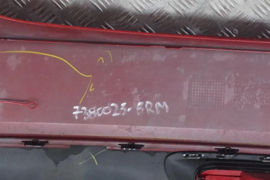 Complete Rear Bumper Trim Panel Blazing Red Metallic - B83 to Mini Cooper F55 with Part number 7380023 Mini Cooper F55 Complete Rear Bumper Trim Panel Blazing Red Metallic - B83 - SKU 7380023-BRM - Part number 7380023