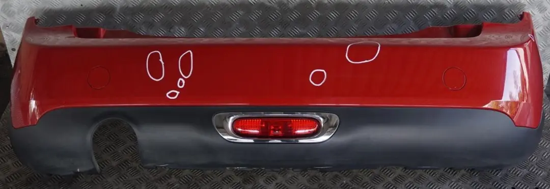 Complete Rear Bumper Trim Panel Blazing Red Metallic - B83 to Mini Cooper F55 with Part number 7380023 Mini Cooper F55 Complete Rear Bumper Trim Panel Blazing Red Metallic - B83 - SKU 7380023-BRM - Part number 7380023