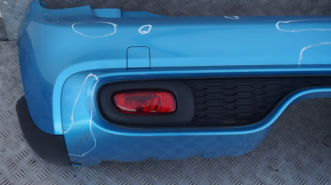 Complete Rear Bumper Trim Electric Blue II Metallic - B86 to BMW Mini F55 Cooper S with Part number 7380035 BMW Mini F55 Cooper S Complete Rear Bumper Trim Electric Blue II Metallic - B86 - SKU 7380035-ELB - Part number 7380035